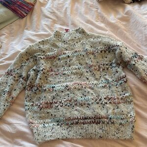 RAGA Cream Multicolor Patterned Turtleneck Sweater